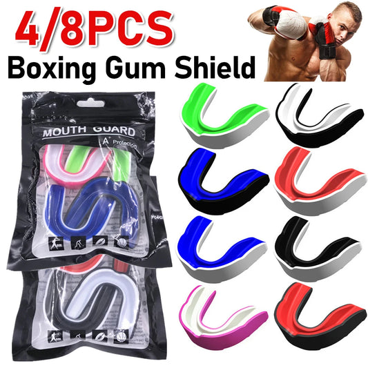 4/8Pcs Boxing Gum Shield Mouth Guard Mouthguard Slim Fit for Football Wrestling Hockey Lacrosse Boxing for Contact Combat Sport